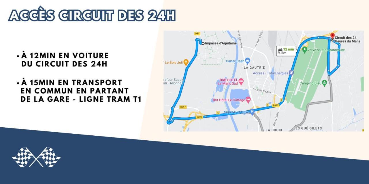 Appartement T3 Proche Circuit Du Mans Allonnes  ภายนอก รูปภาพ
